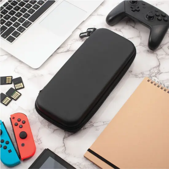 Insten Carrying Travel Case with 10 Game Card Slots For Nintendo Switch & OLED Model Console and Accessories, Portable Hard Cover Pouch for Girls Boys, Black {2}