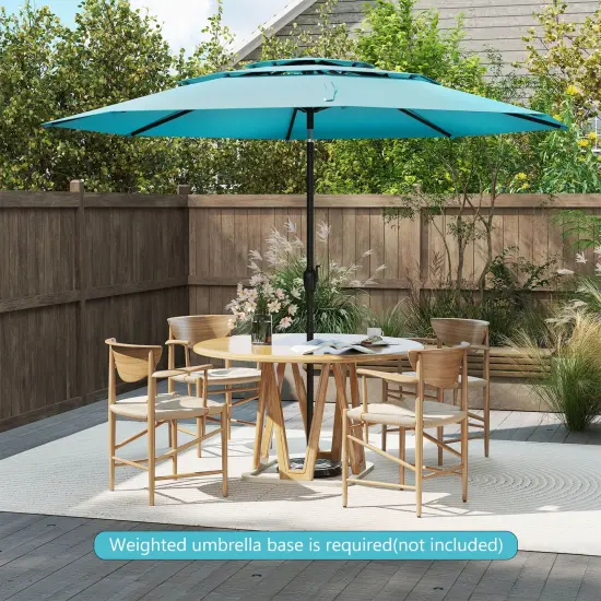 Costway 10 ft 3-tier Vented Patio Umbrella Large Market Table Umbrella Outdoor Sun Shade Brown/Turquoise/Navy/Beige/Gray/Red/Black {5}