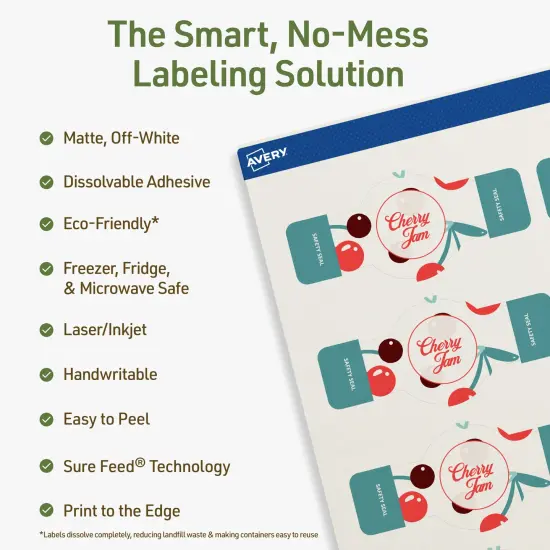 Avery Dissolvable Labels, 1.5" x 3.5" Wraparound {8}