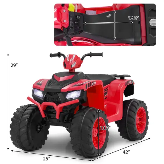 Red 24V Electric Ride-On ATV for Kids with Wireless Connection, 3-8 Years Old {4}