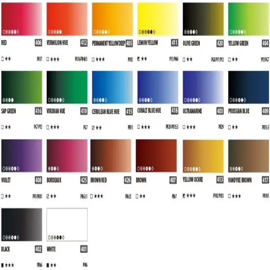 Professional Watercolor Paint 12ml Tubes 20 Color Set {2}