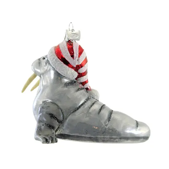 Noble Gems 4.25 In Walrus Ornament Christmas Tree Ornament , Marine Animal Christmas Silver {2}