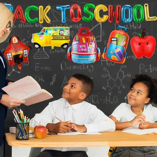 Schoolbag Bus Star House Apple Cute Balloon Accessories for School Opening First Day Party Decoration {5}