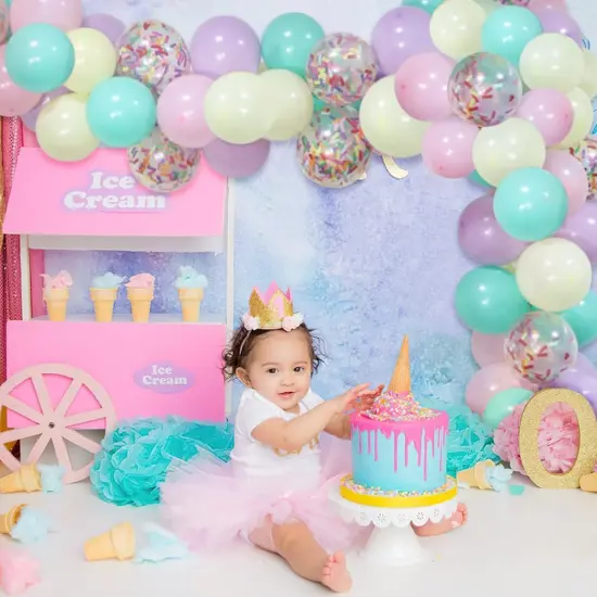 Sweet Ice Cream Party Balloon Arch Garland Pastel Macaron Popsicle Confetti Balloon Summer Ice Cream Theme Party Decor for Baby Bridal Shower Girl Ice Cream Bday Wedding Graduation Party Supplies {2}