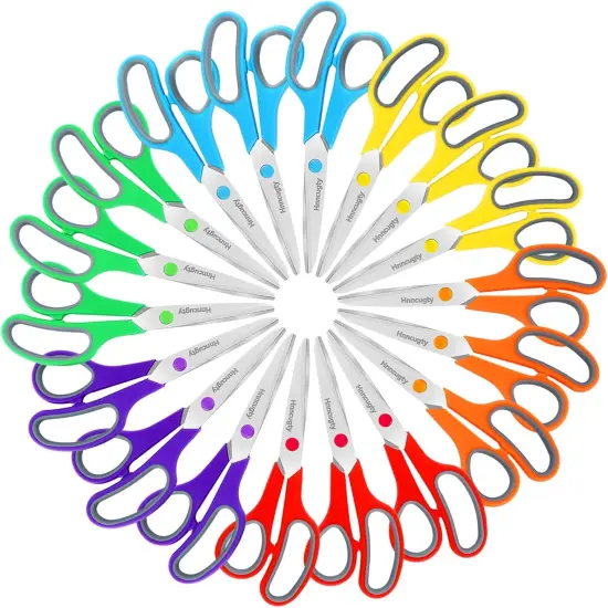 Scissors All Purpose Bulk Set of 18-Pack, Sharp Shears for Office School Supplies Student Teacher Classroom Desk Home Art Craft Sewing Fabric, Comfort Grip, Right/Left Handed {1}