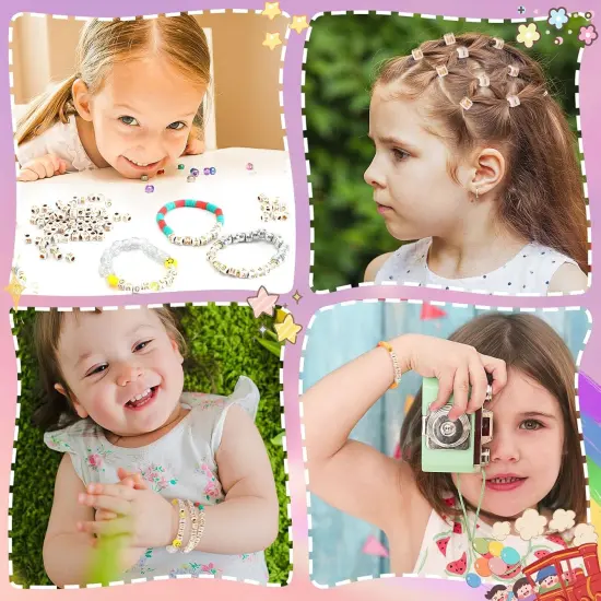 1400pcs Square Acrylic Gold Alphabet Beads A-Z Cube Letters Beads for Bracelets Necklaces Phone Lanyard Making with 1 Roll Crystal String Cord for Jewelry Making(6 m {4}