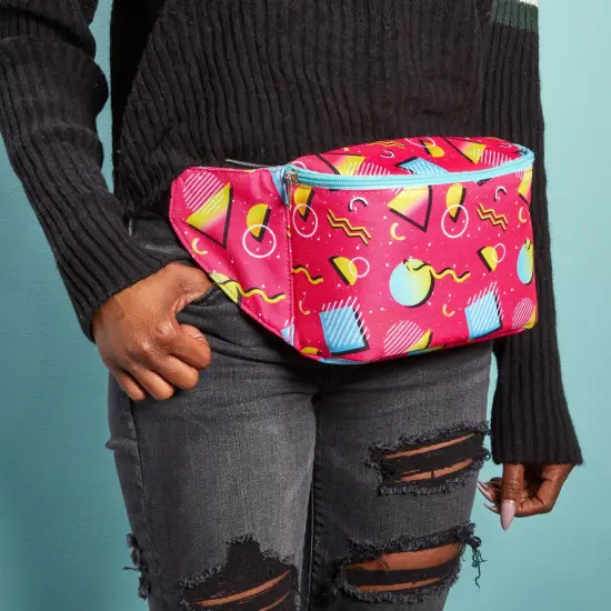 Retro 90's Fanny Pack for Teens, Insulated Waist Bag Cooler with Adjustable Strap, Pink (9 x 6 In) {2}