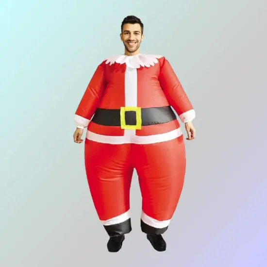 Inflatable Santa Adult Costume with Battery Operated Fan for Holiday Fun {1}