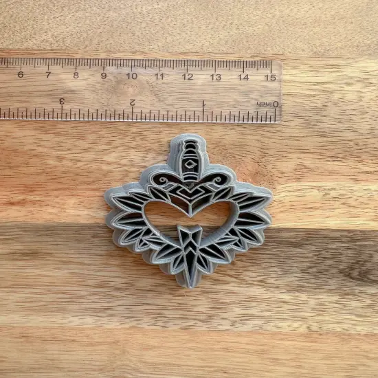 Traditional Tattoo Dagger w/ Heart Clay Cutter {3}