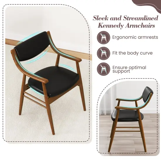 Brown Wooden Dining Chair Set of 2 with Cushioned Seat and Back Support for Comfort Black {6}