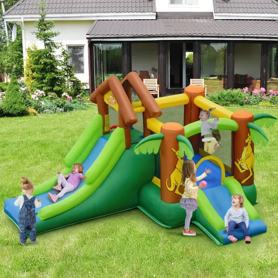 Kids Inflatable Jungle Bounce House Castle with 680W Blower {2}