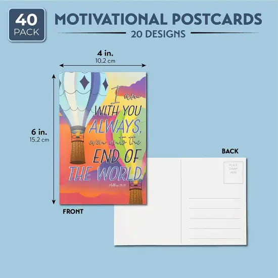 Motivational and Inspirational Religious Postcards (4 x 6 In, 40 Count) {3}