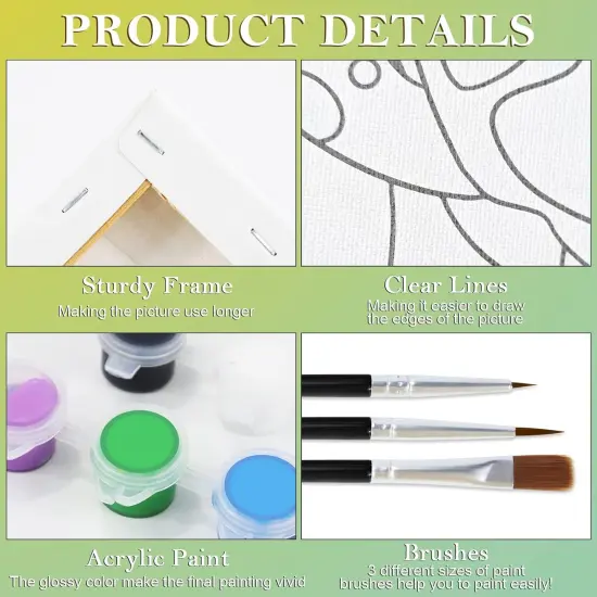 8x10 Canvas Painting Kit Pre Drawn Canvas for Painting Sip and Paint for Adults Clear {5}