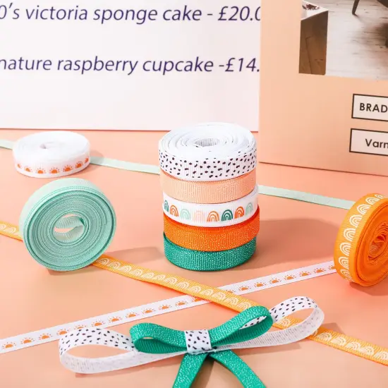 8 Rolls Boho Rainbow Ribbon 40 Yards 0.4 Inch Rainbow Themed Grosgrain Ribbon Colorful Boho Fabric Craft Ribbon for Wreath Bow Making Gift Wrapping Decor DIY Crafts {4}