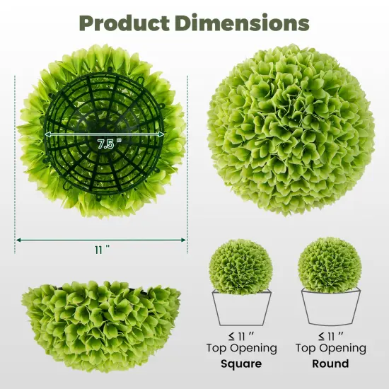 2 Pieces Artificial Plant Topiary Balls Faux Boxwood Decorative Balls Green {4}