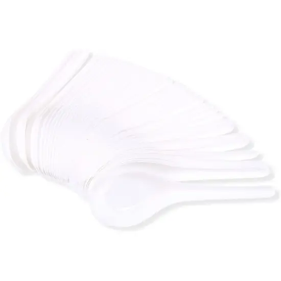 50-Pack Disposable Plastic Chinese Asian Soup Spoons For Appetizer, Ramen, Pho, 5.4 x 1.5 Inches, White {6}