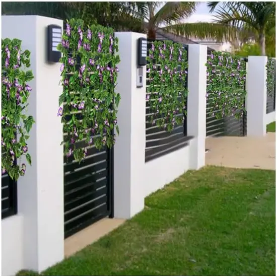 Artificial Vines 15Feet Silk Flower Summer Garland for Outdoors Purple Morning Glory Vine Artificial Flowers Hanging Plants Garland {5}