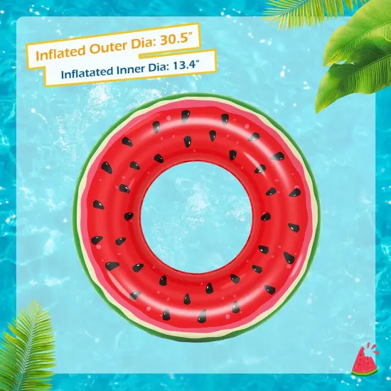 Inflatable Pool Toys Floats for Swimming Pool Party Lake Beach Kids Adults - 4 Pack Floaties Pool Tubes Swim Rings Fruit Water Floaty Watermelon Kiwi Orange Grape {4}