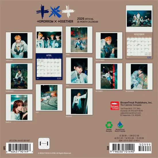 TXT OFFICIAL | 2026 7 x 14 Inch (Hanging) Monthly Mini Wall Calendar {2}