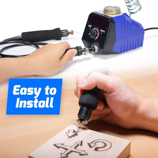 939D-V Wood Burning Kit 250-750℃/482-1382℉Adjustable Wood Burning Tool with Detachable Pen, 20 Wood burner Tips, WoodBurning Pen Holder Suitable for Pyrography, Leather Burning Kit {3}