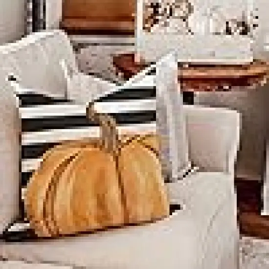 Stripes Pumpkin Maple Leaf Happy Fall Outdoor Pillows {5}