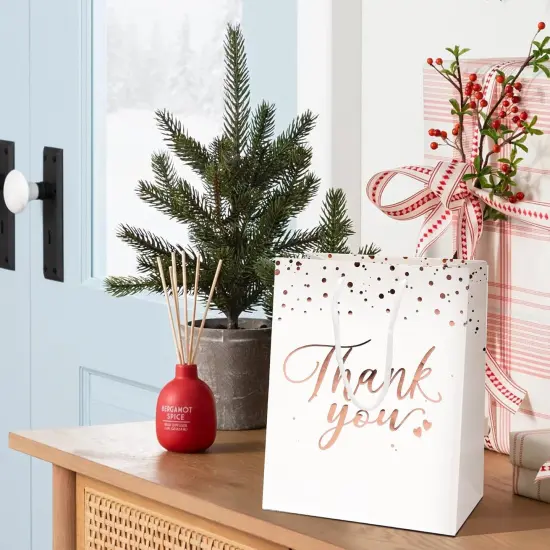 20 Pcs White Gift Bags with Handles - Medium Size Thank You Bags Bulk for Weddings {5}