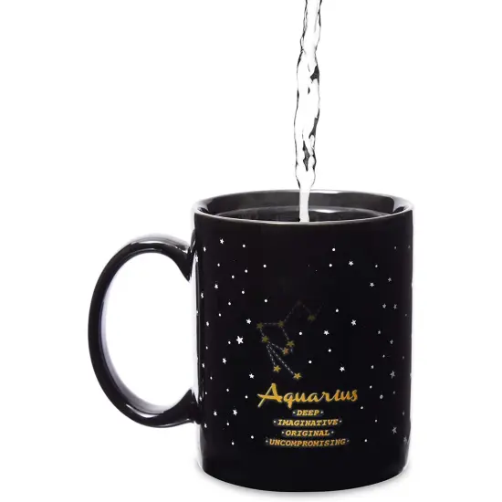 11-Ounce Color Changing Mug with Aquarius Zodiac Astrological Sign Design (Black) {4}