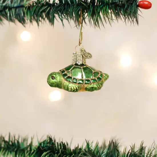 Old World Christmas 1.25 In Small Turtle Christmas Tree Ornament , Slow Steady Shell Home Green {3}