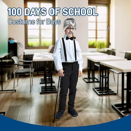 4E's Novelty Costume Glasses for Kids & Adults, Black Retro Nerd Eyeglasses with Clear Lenses, Fake Non-Prescription Glasses for Old Man, Teacher, 100 Days of School, Nerd, Hipster & Funny Costume Accessories {2}