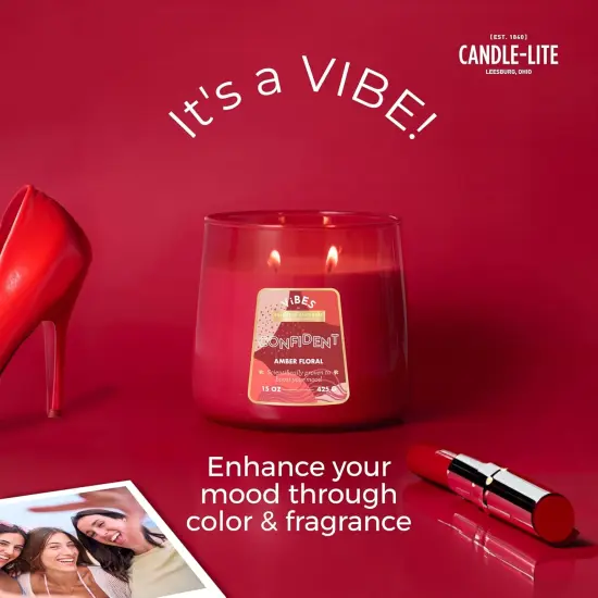 Candle-Lite Vibes Amber Floral Scented Candles, Perfect Relaxation Valentines Day Gifts for Her, Aromatherapy Mood-Enhancing, 15 oz 2-Wick Jar, 86 Hours Burn Time {5}