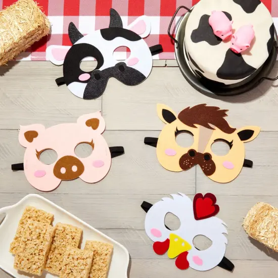 BLUE PANDA 12 Pack Felt Farm Animal Masks for Kids Ages 3-14 &ndash; Jungle Safari Dress Up Masks for Birthday Parties, Classroom Rewards, Halloween Costumes, and Pretend Play (7x7.2 In) Multicolor {3}