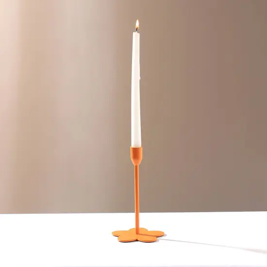 Floral Fusion Candle Holder, Orange {1}