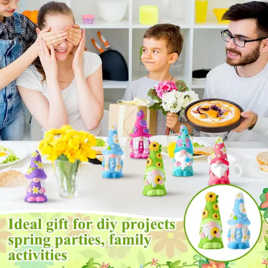 6 Pcs Spring Ceramics to Paint Ready to Paint Your Own Gnome Statues 5.12 Floral Theme Paintable Figurines DIY {2}