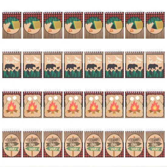 32 Pack Camp Adventure Theme Notepads for Kids, 4 Wilderness Designs (2.5 x 3.5 In) {7}