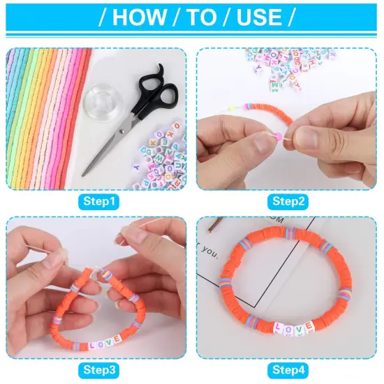 Clay Beads, 6700 Pcs Clay Beads for Bracelets Making Include Alphabet Letter Beads Round Heishi Jewelry Making Beads Flat Beads for Bracelets Making {3}