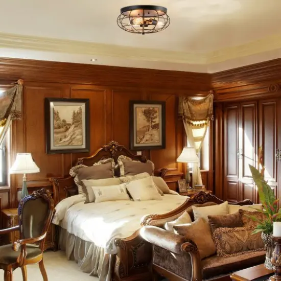 Semi Flush Mount Ceiling Light with Industrial Retro Design Perfect Addition to Any Room {3}