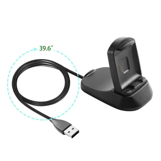Insten USB Charging Stand Compatible with Fitbit Blaze Smartwatch, Docking Station Charger with Integrated USB Cable, Black, 3.3 ft {4}