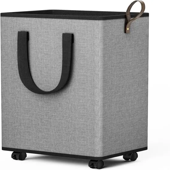 Laundry Basket with Wheels, Collapsible Laundry Baskets, Laundry Hamper with Handles Detachable Wheels, Rolling Laundry Basket, Dirty Clothes Hamper {1}