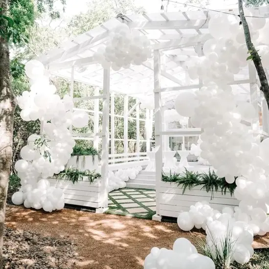 White Balloons Garland Arch Kit, 100PCS 18In 12In 10In 5In White Balloons Different Sizes for Birthday Weddings Valentine's Day Graduation White Themed Party Decorationsarty Decorations {2}