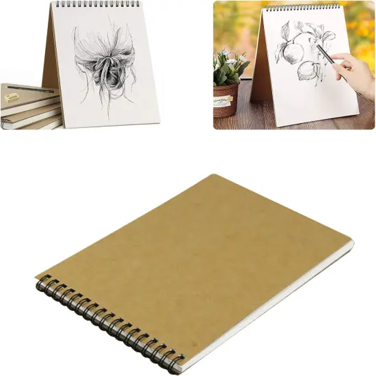 A5 (8.3"x5.8") Spiral Sketch Book, Sketchbook for Drawing and Sketching, 30 Sheets, 160gsm Paper, Vertical Sketch Pad {4}