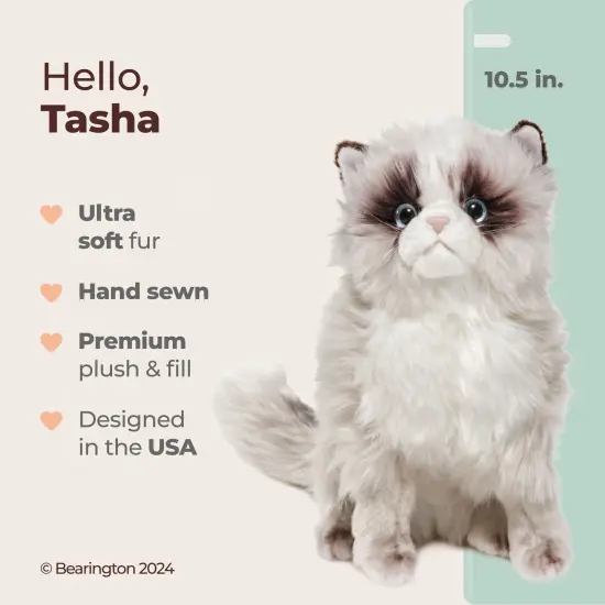 Bearington Tasha The Himalayan Stuffed Cat, 10.5 Inch Kitten Stuffed Animal, For Ages 3-14 White {2}