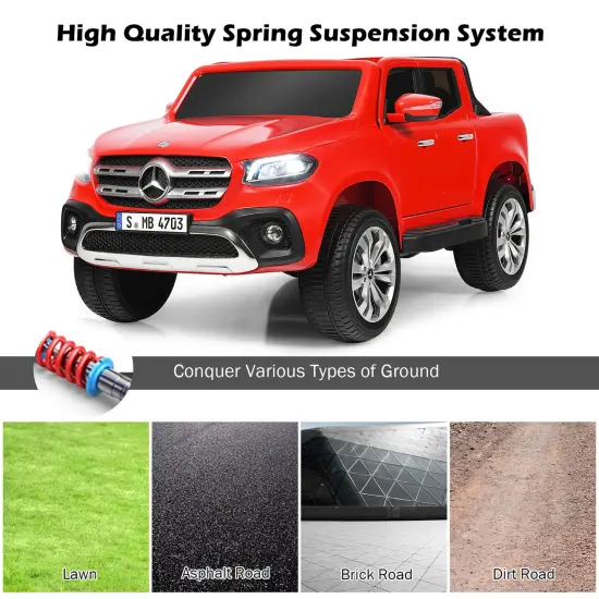 Costway Licensed Mercedes Benz x Class 12V 2-Seater Kids Ride On Car w/ Trunk {5}