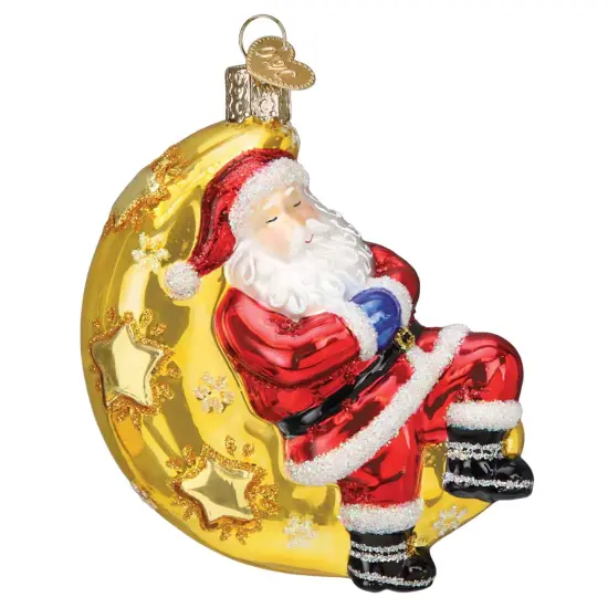 Old World Christmas 4.0 Inch Moonlight Santa Christmas Tree Ornament , Snooze Moon Ornament Multicolored {1}
