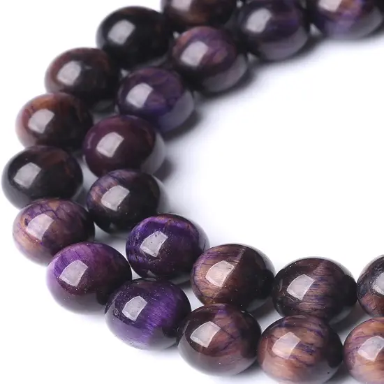 Natural Purple Tiger Eye Beads Round Loose Stone Beads Energy Gemstone Healing Power for Jewelry Making 1 Strand 6mm 60pcs {3}