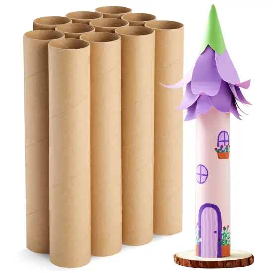 12 Pack Cardboard Tubes for Crafts, Brown Rolls for DIY Projects, Classroom (1.75 x 10 In) {1}