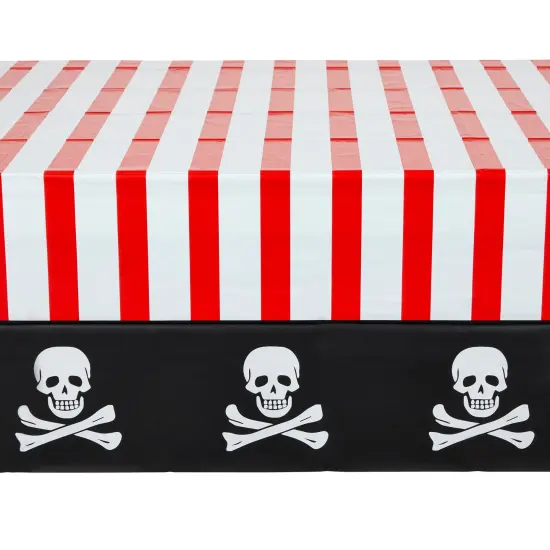 3 Pack Pirate Table Cover for Kids Birthday Party Decorations, Plastic Tablecloth for Halloween Supplies (54 x 108 In) Black {5}