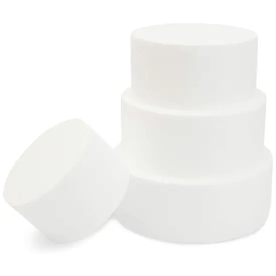 4 Tier Round Foam Cake Dummy Set, 5" 6" 7" 8" Fake Wedding Cake Dummies for Display, Decorating, 12" Tall Dummies (White) {1}