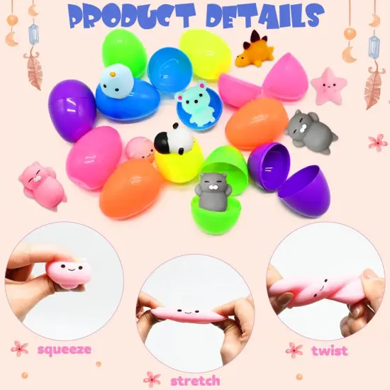 28Pcs Easter Eggs Prefilled with Mochi Squishy Toys, Mini Kawaii Animals Squishies Stress Relief for Kids Easter Egg Hunt Easter Basket Stuffers School Classroom Gifts {3}