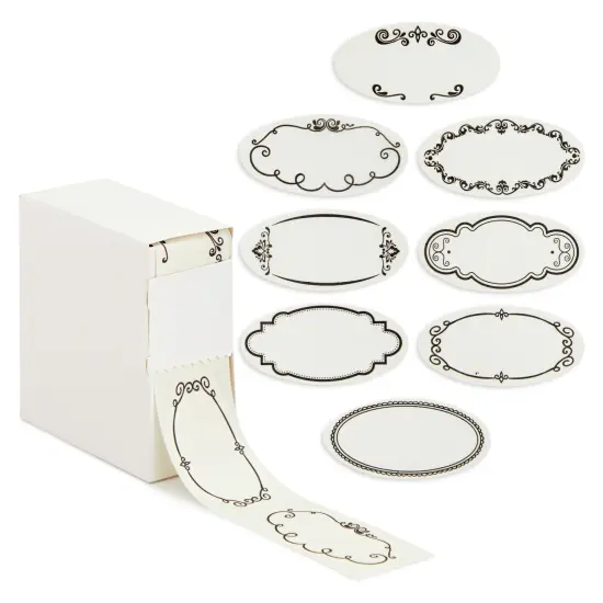 300 Piece Dissolvable Labels for Food Containers and Mason Jars, Stickers in 8 Designs for Labeling Kitchen and Pantry Canning Jar Labels, and Food Storage Containers (1 x 2.25 Inches) White {1}