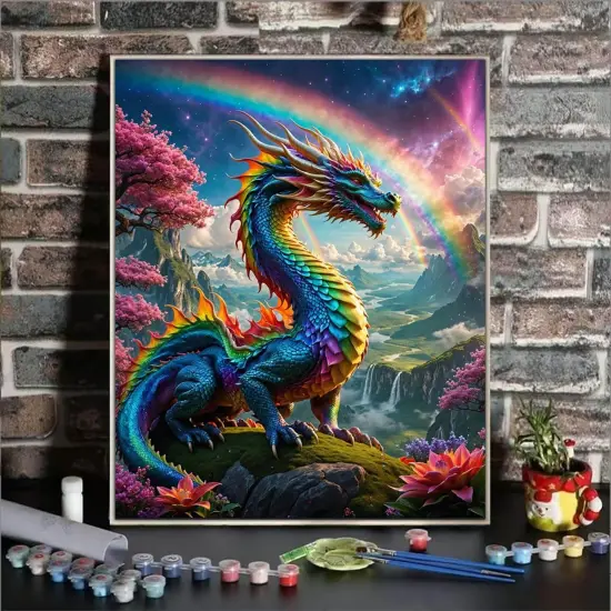 Dragon Paint By Numbers Kit For Adults Beginner Colourful Dragons Adult Paint {2}